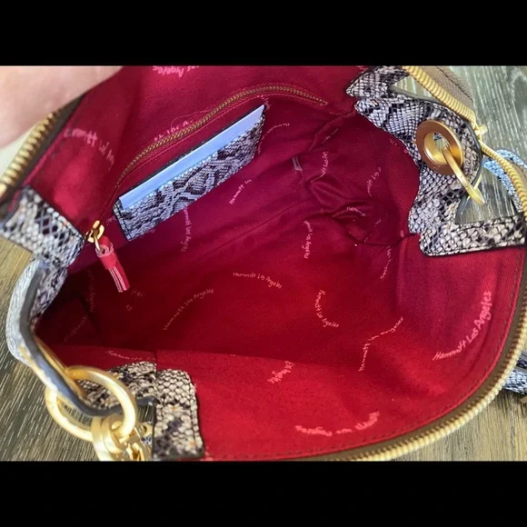 Hammitt Bryant Medium Leather Crossbody Bag in Daisy Snake w/ Acrylic Strap EUC - Picture 4 of 5